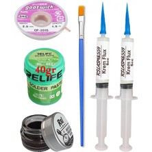 Smnr Relıfe RL-402 Krem Lehim 183°C 40GR Havya Uc Temizleyici Flux Lehim Toplama Cp-2,0mm Emme Teli Fırça SETI05