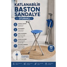 Yenilig Katlanabilir Baston Sandalye Oturaklı 88 cm Taşınabilir Hafif Pratik Dinlenme Taburesi Yürüyüş Bastonu