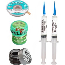 Smnr Relıfe RL-402 Krem Lehim 183°C SN63/PB67 40GR Havya Uç Temizleyici Flux Lehim Toplama Cp-3,5mm Emme Teli SETI04