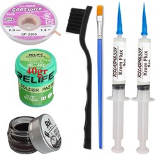 Smnr Relıfe RL-402 Krem Lehim 183°C 40GR Havya Uc Temizleyici Flux Lehim Toplama Cp-2,0mm Emme Teli Fırça SETI10