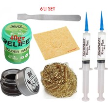 Smnr Relıfe RL-402 Krem Lehim 183°C 40GR Havya Uç Temizleyici Kremi Seti Flux Lehim Toplama Spatula Vs Seti TK05