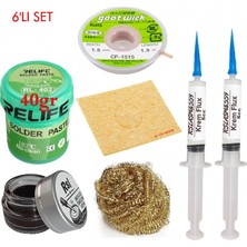 Smnr Relıfe RL-402 Krem Lehim 183°C 40GR Havya Uc Temizleyici Seti Flux Lehim Toplama Cp-1,5mm Emme Teli Vs SET01