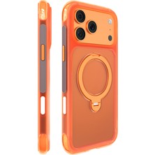 iPhone 17 Pro Uyumlu Kılıf M-Safe Özellikli Standlı Airbagli Mutural Air Shield Serisi Kapak Turuncu