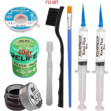 Smnr Relıfe RL-402 Krem Lehim 183°C 40GR Havya Uc Temizleyici Flux Lehim Toplama Cp-2,0mm Emme Teli Fırça Yedili SET01