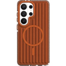 Galaxy S26 Ultra Uyumlu Kılıf M-Safe Özellikli Oyuklu Tasarım Mutural Luggage Serisi Kapak Turuncu