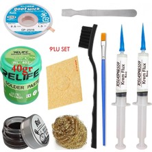 Smnr Relıfe RL-402 Krem Lehim 183°C 40GR Havya Uc Temizleyici Seti Flux Lehim Toplama Cp-2,5mm Emme Teli Fırça Vs SET03