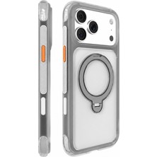 iPhone 17 Pro Max Uyumlu Kılıf M-Safe Özellikli Standlı Airbagli Mutural Air Shield Serisi Kapak Gri