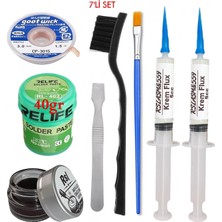 Smnr Relıfe RL-402 Krem Lehim 183°C 40GR Havya Uc Temizleyici Flux Lehim Toplama Cp-3,0mm Emme Teli Fırça Yedili SET05