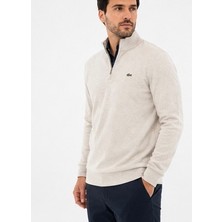 Lacoste Fermuar Yaka Bej DAR KESİM Sweatshırt