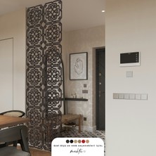 Makta ® Perde Paravan | Lazer Kesim Ahşap Sarkıt Seperatör, 4'lü Panel Levha Seti