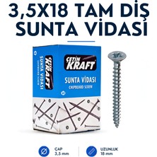 Çetin Kraft Dın 7505A Yhb Sivri Uçlu Tam Diş Sunta Vidası 3,5X18 1000 Adetli Kutu