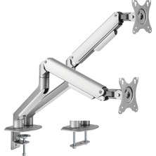 Brateck 17-32 Inç Uyumlu Iki Kollu Amortisörlü 2 - 9 Kg Vesa Gümüş Monitör Kolu (LDT63-C024)
