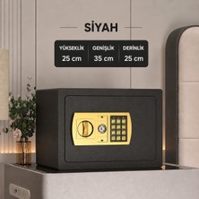 Silabor 25’lik Elektronik Şifreli ve Anahtarlı Çelik Para Kasası – Dijital Panelli, 35 × 25 × 25 cm