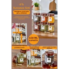 Roslina 6'lı Çizgili Kalın Cam Kavanoz Baharatlık Bakliyat Saklama Kavanozu Seti 650 ml