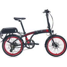 Carraro E-Line Ego 2.1 Elektrikli Bisiklet 250W 20 Jant 8 Vites Katlanır Mat Siyah-Kırmızı-Gri