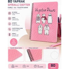 Fly Color A4 Spiralli P.p Kapak 80 Yaprak Kareli Okul Defteri
