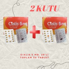 K.b Çiâlis 5 Mg. Orjinal 28'li X2 Kutu Fırsat Paketi Toplam:56 Adet Cial'is_5 Mg Geciktiricil Sertleştiricilî Performans Artırma Güç Kuvvett Erkek Için Prostata Destek Prostat CIALIS_SS_5MG Bandrollü