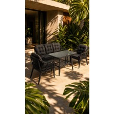 Çavdar Group Large Raddan 3+1+1 Raddan Oturma Grubu Balkon Teras Bahçe Mobilyası El Örgüsü Raddan 5 Kişilik Çay Seti