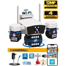 O-Kam OK-206W Wifi 12MP 4 Lens Aov Sirenli Gece Görüş Sesli Akıllı Güvenlik Kamerası Kişi Takibi Adaptör Hediyeli