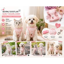 Mianna Ayarlanabilir Kedi Köpek Göğüs Tasması ve Gezdirme Seti – Sevimli Desenli, Konforlu Göğüs Tasması