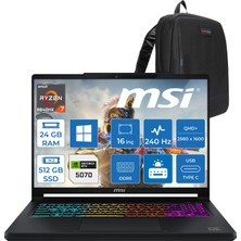 MSI Msı Crosshaır A16 Hx E8WGXK-058XTRY Amd Ryzen 7-8840HX Aı 24GB Ddr5 512GB SSD 12GB/RTX5070 115W 16” Qhd+ (2560X1600), 240Hz, Ips-Level WINDOWS11HOME Gaming ZW058XTRYH01+ZETTAÇANTA