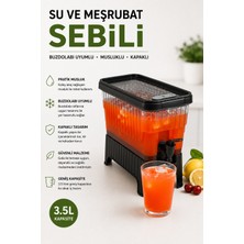 Yenilig 3.5 Litre Su ve Meşrubat Sebili Musluklu Kapaklı Buzdolabı Uyumlu Içecek Dispenseri Limonata Meyve Suyu Kabı