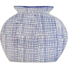 Yargıcı Çizgi Desenli Porselen VAZO(10X30X25 Cm)