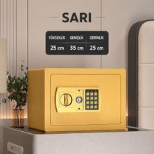 Belirtilmemiş 25’lik Elektronik Şifreli ve Anahtarlı Çelik Para Kasası – Dijital Panelli, 35 × 25 × 25 cm