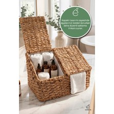 Evonita 39X23X25 cm Hasır Sepet Çok Amaçlı Dekoratif Saklama Sepeti Rattan Görünümlü Düzenleyici Sepet Banyo