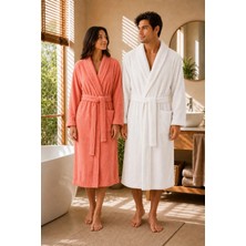 Luna Sacra %100 Bambu Unisex Nakışlı Işlemeli Şal Yaka Yetişkin Bornoz - Çeyiz Seti