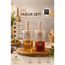 Porsima 0520 2'li Etiketli Silikon Fırçalı Yağlık - Sosluk-Yağdanlık Erzak Saklama Kabı 350CC - Cappuccino