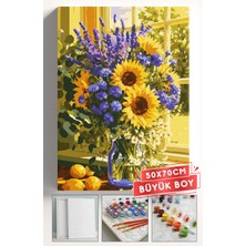 Corvo Sayılarla Boyama Seti Numaralı Tuval Fırça Boya Askı Aparatı Dahil Set 50X70 cm - Limonlu Vazo