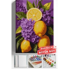 Corvo Sayılarla Boyama Seti Numaralı Tuval Fırça Boya Askı Aparatı Dahil Set 50X70 cm - Mor Limon