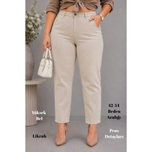 Cedy Denim Mom Fit Jean Büyük Beden Yüksek Bel Carrot Kesim Dar Paça Pileli Esnek Kot Pantolon C600