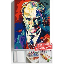 Corvo Sayılarla Boyama Seti Numaralı Tuval Fırça Boya Askı Aparatı Dahil Set 50X70 cm - Atatürk Imza