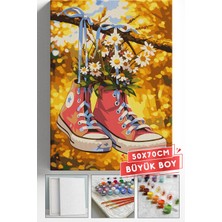 Corvo Sayılarla Boyama Seti Numaralı Tuval Fırça Boya Askı Aparatı Dahil Set 50X70 cm - Ayakkabı Papatya