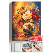 Corvo Sayılarla Boyama Seti Numaralı Tuval Fırça Boya Askı Aparatı Dahil Set 50X70 cm - Işlemeli Vazo