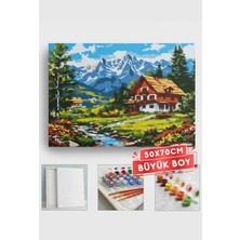 Corvo Sayılarla Boyama Seti Numaralı Tuval Fırça Boya Askı Aparatı Dahil Set 50X70 cm - Kahverengi Ev