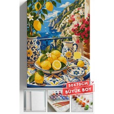 Corvo Sayılarla Boyama Seti Numaralı Tuval Fırça Boya Askı Aparatı Dahil Set 50X70 cm - Manzara Limon Ağacı