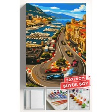 Corvo Sayılarla Boyama Seti Numaralı Tuval Fırça Boya Askı Aparatı Dahil Set 50X70 cm - Monaco