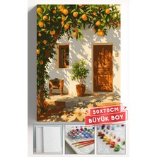 Corvo Sayılarla Boyama Seti Numaralı Tuval Fırça Boya Askı Aparatı Dahil Set 50X70 cm - Portakal Manzara Ev