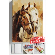 Corvo Sayılarla Boyama Seti Numaralı Tuval Fırça Boya Askı Aparatı Dahil Set 50X70 cm - Sevgili Atlar