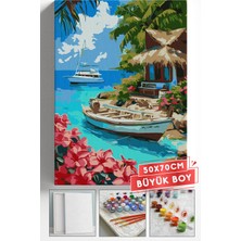 Corvo Sayılarla Boyama Seti Numaralı Tuval Fırça Boya Askı Aparatı Dahil Set 50X70 cm - Tekne ve Bambu Ev