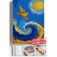 Corvo Sayılarla Boyama Seti Numaralı Tuval Fırça Boya Askı Aparatı Dahil Set 50X70 cm - Uçan Kuş