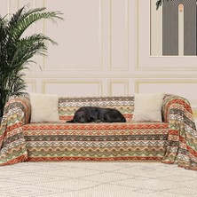 Ayrex Softmicro Boho Etnik Desenli Mikrofiber Koltuk Örtüsü ve Şalı, Kaymaz 180X220 cm