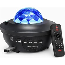Ayrex LED Yıldız Projektör Gece Lambası Bluetooth Hoparlörlü 21 Işık Modu, Okyanus Dalga Efe