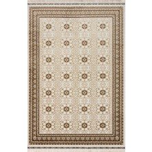 Eko Halı Sateen Afghan 03 Beige Premium Yıkanabilir Afgan Desenli Kaymaz Taban Ince Dokuma Halı