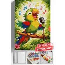 Corvo Sayılarla Boyama Seti Numaralı Tuval Fırça Boya Askı Aparatı Dahil Set 50X70 cm - Şarkıcı Papağan