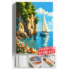 Corvo Sayılarla Boyama Seti Numaralı Tuval Fırça Boya Askı Aparatı Dahil Set 50X70 cm - Yamaç Manzara