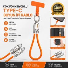 MMctech Bilekli Askılı Telefon Kablosu 30CM 5A PD240W Hızlı Şarj Veri Kablosu Type-C